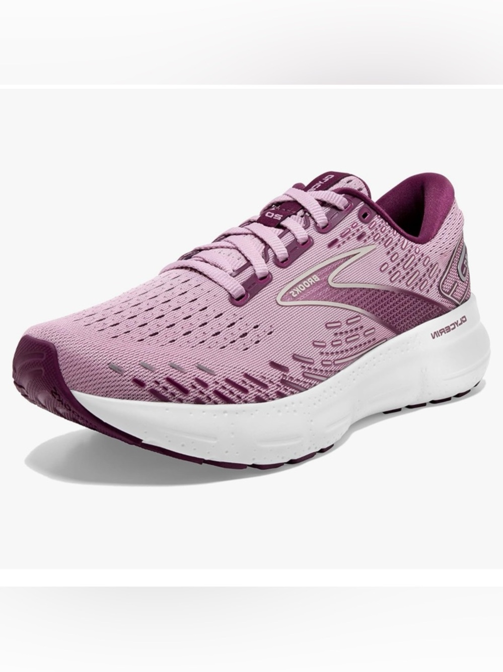 Brooks Glycerin 20 Lavender Mesh Knit Lace-Up Running Training Sneakers, 6.5